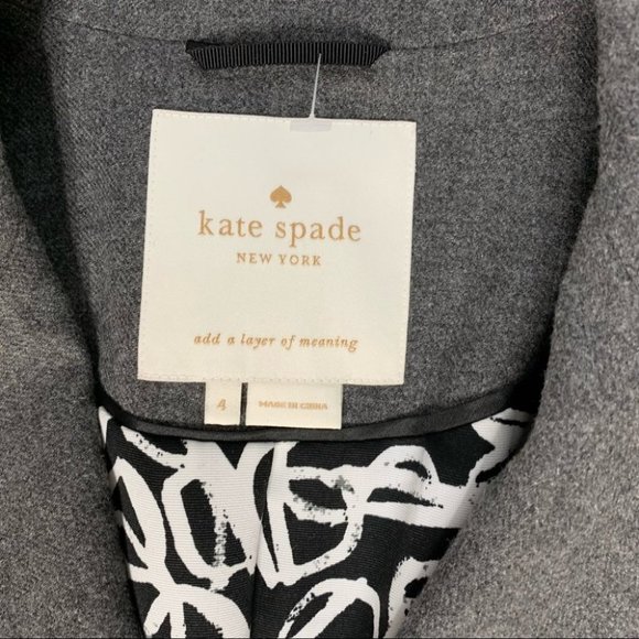 Kate Spade Melita Tweed Button 3/4 Length Sleeves Blazer Jacket Gray Size 4 - Picture 12 of 16